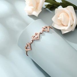 shajwo Cremation Jewelry Heart Urn Bracelet for Ashes for Women Girls Cremation Link Memorial Bracelet,Rose Gold-White