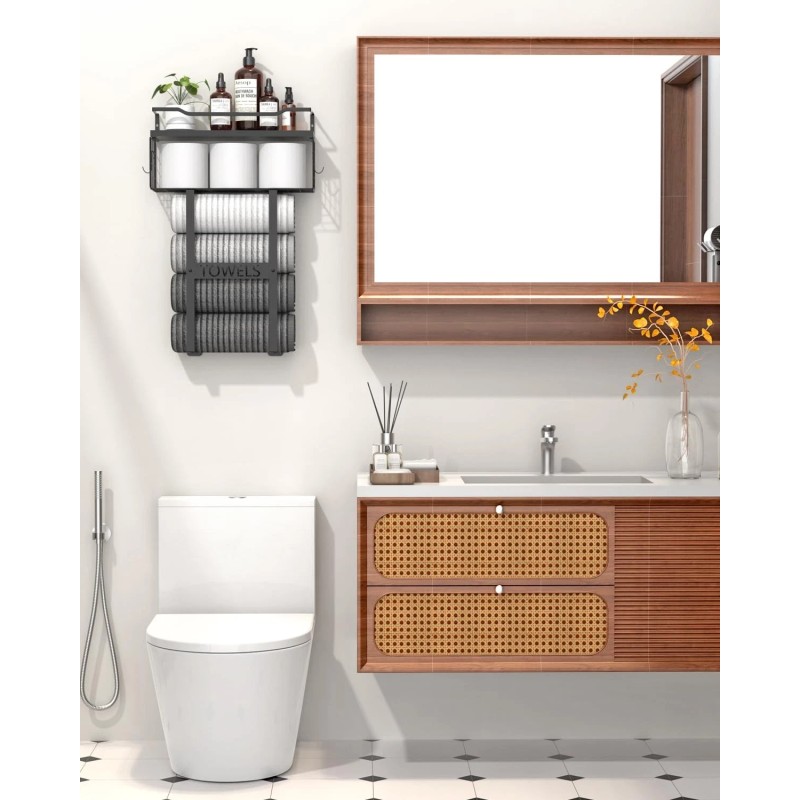 Aetyord Wall Mounted Towel Rack for Bathroom - Bath Storage