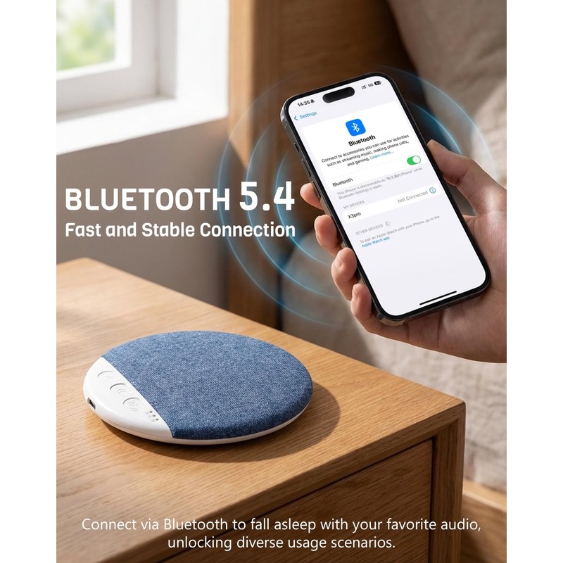 2026 Bluetooth Pillow Speaker, 12mm Ultra-Slim Under Pillow Speaker for