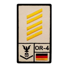Café Viereck ® Oberstabsgefreiter Marine Bundeswehr Rank Patch with Rank - Embroidered with Velcro - 9.8 cm x 5.6 cm - Sand - Left Side
