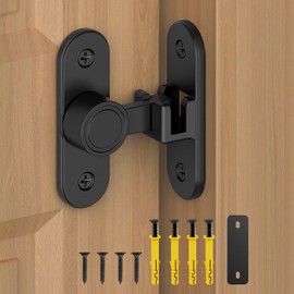 StickNGo Barn Door Locks, 90/180 Degree Right Angle Flip Gate Latch Fit for Bedroom, Garden, Cabinet - Sturdy and Secure Sliding Barn Door Lock (Black-1 Pc)