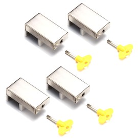 4 Sliding Door Security Locks with Keys, Instant Sturdy Slide Window Track Rail Stoppers, Good for Travel and Child Safety