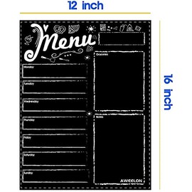 AWEELON Magnetic Dry Erase Menu Board for Fridge Weekly Meal Planner Blackboard 12 X 16 Inch