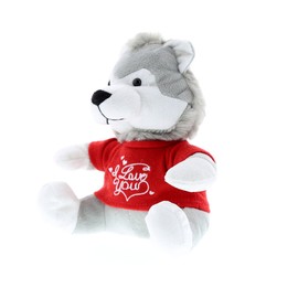 DolliBu Grey Wolf I Love You Valentines Stuffed Animal - Red Message Tshirt - 6 inch - Super Soft Plush - Item #K5138-5995