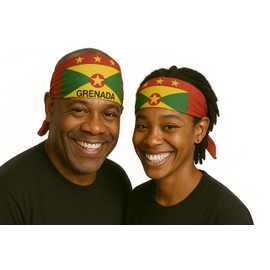 SUNRIBE Grenada Bandana – The Greenz Flag Head Wrap 100% Cotton 21x21 Inch | Spicemas Carnival, Jouvert, Independence, Flag Day, Festivals, Parties & Caribbean Island Pride