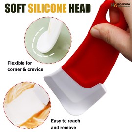 Honsva Silicone Dish Scraper to Kitchen Cleaning for Pans, Pots, Bowls, Non-stick Scraping Spatulas Tool,3 Pcs (Yellow, Green and Red)
