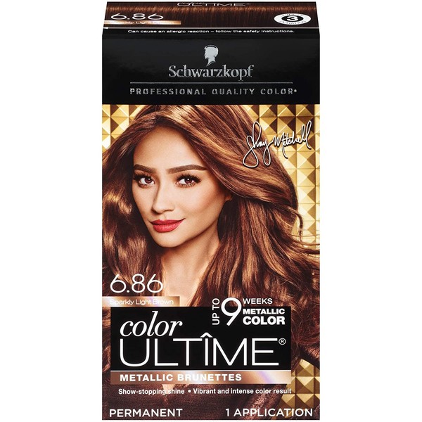Schwarzkopf Color Ultime Metallic Permanent Hair Color Cream, 6.86 Sparkly Light Brown, 1 Count