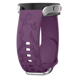 AK Flower Engraved Band for Garmin Vivoactive 5 / Vivoactive 3 Watch Band, Venu 2 Plus / Sq / Venu Watch Bands Women Men, Soft Replacement Strap for Garmin Vivomove Sport, Vivoactive 3 Music, Forerunner 645 / 245 Music (Purple)