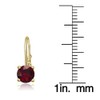 Yellow Gold Flashed Sterling Silver Created Ruby Leverback Earrings