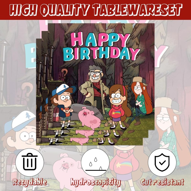 40Pack Falls of Gravity Birthday Party Supplies include 20 plates,