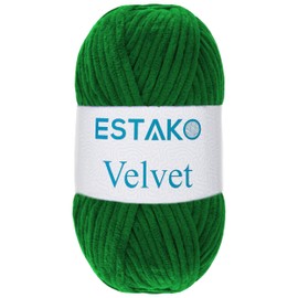 Estako Velvet Chenille Blanket amigurumi Yarn for Crocheting and Knitting Super Bulky 100 gr (132 yds) (1910 - Green)
