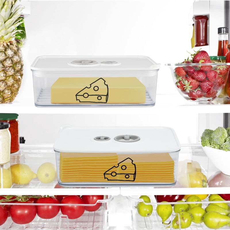 Yomjarl 2 Pcs Cheese Container for Refrigerator,Cream Cheeses Storage Box,Cheese