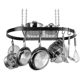 Range Kleen Black Enameled Steel Hanging Oval Pot Rack 1.5 Inch H by 33 Inch W by 17 Inch D