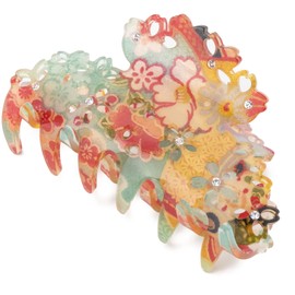 Hair Clip Clips for Women Girls Flower Hair Claw Hair Clip Banana Aesthetic Hair Clip Hair Accessories Crystal Flower Elegant Japanese Hair Accessories (182SAKURA Medium/Blue)