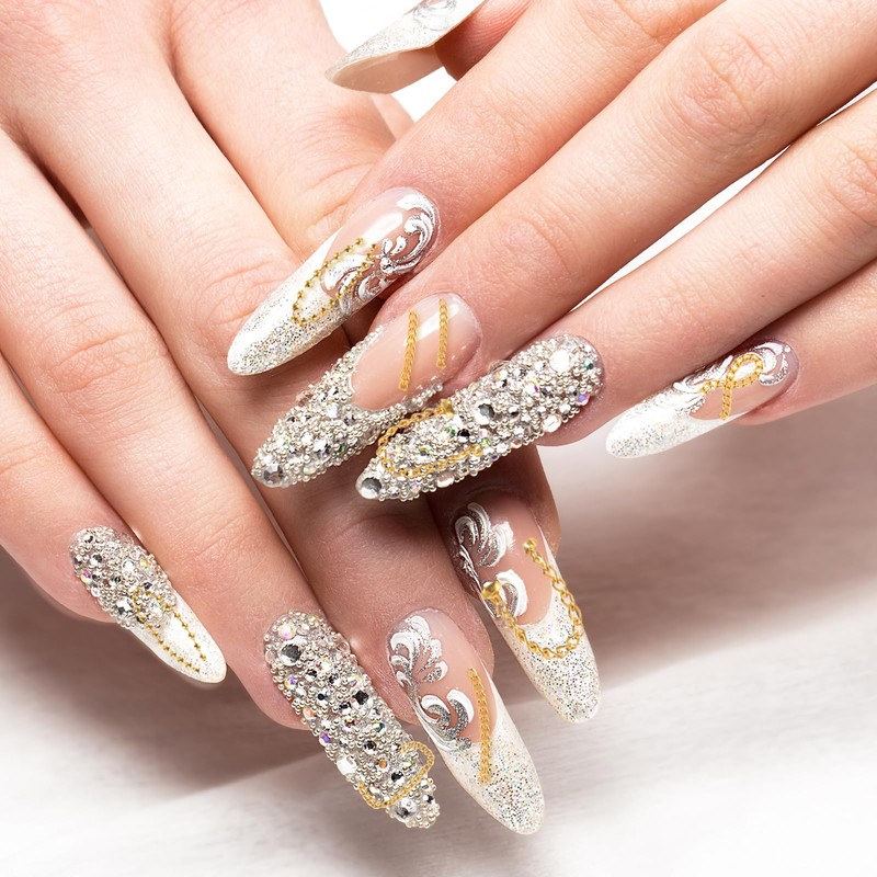6 Strips 3D Nail Art Chains Nails Chain Charms Metallic