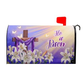 Granbey He is Risen Easter Mailbox Cover - Magnetic, Floral, Standard Size 21x18 Inch, Waterproof Letter Post Box Cover for Home Yard