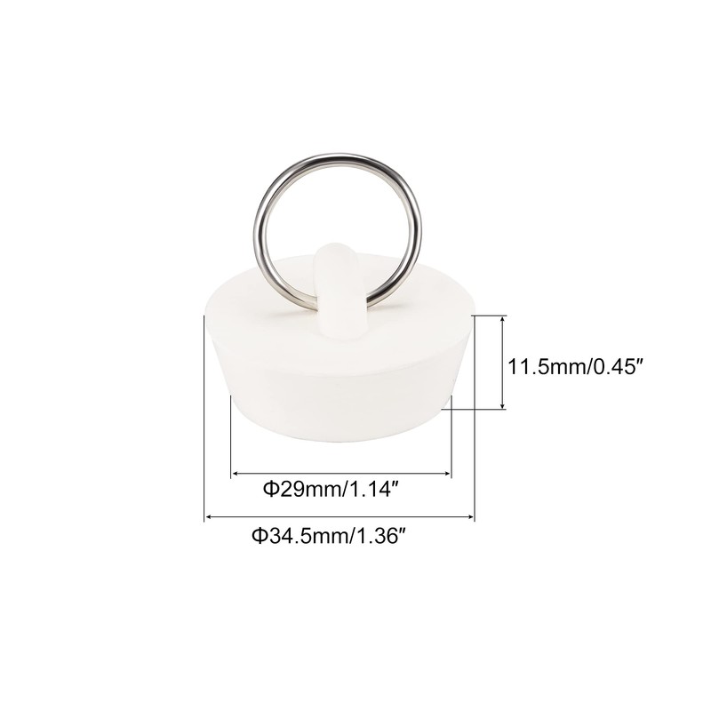 sourcing map Rubber Sink Plug, White Drain Stopper Fit 1-1/4"