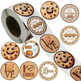 500Pcs Cookie Paper Stickers,Chocolate Chip Birthday Baby Shower Party Favors Supplies Decorations Cookies Milk Sticker Labels