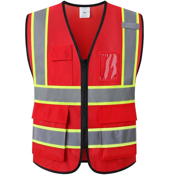 Ekkosafety Reflective Mesh Safety Vest for Men Women with 5