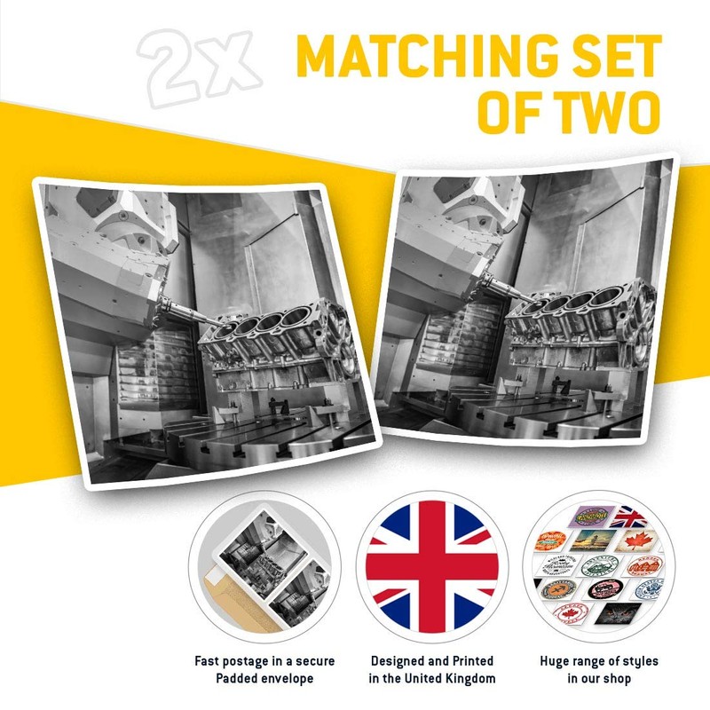 2 x 10cm Square Vinyl Stickers - Metalworking Machine CNC