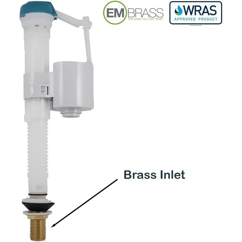 Toilet Cistern Fill Valve, Inlet Valve, 1/2" Brass Tail, Bottom