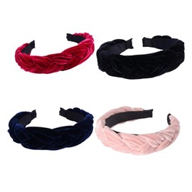 Baluue 4pcs Elegant Gold Velvet Headband Women Fashion Headband Accessory Braid Headwraps Girls Hair Band