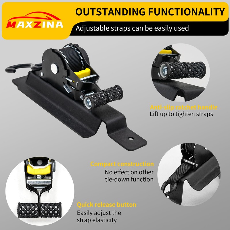 Maxzina Retractable Ratchet Straps Compatible with 2020-2025 Jeep Gladiator Retracting