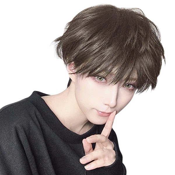 ARZER Men's Wig, Short Wig, Men's Dress, Short Hair, Loose Fluffy, Stunning, Unstructured, Curl, Cool, Men's Wig, Student, Interview, Work, Gentleman, Disguise, Cosplay, Natural, Small Face Effect,