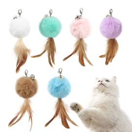 SONGWAY Cat Toy, Ball, Cat Pujarashi, Feather Ball, Replacement Toy, Eliminates the Lack of Exercise for Cat Play, Pack of 6