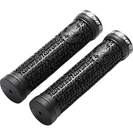 Reverse Stamp Single Lock-On Bicycle Grips Black/Black