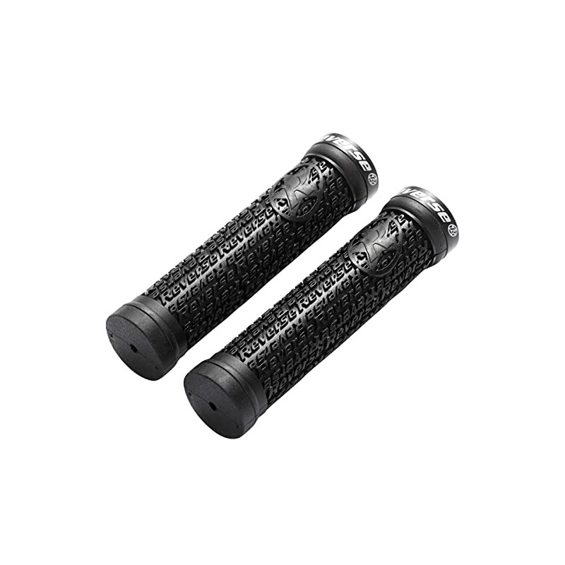 Reverse Stamp Single Lock-On Bicycle Grips Black/Black