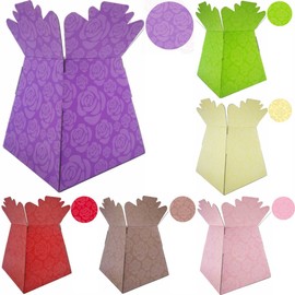 Roses Print / Love Bouquet Box Living Vase - Transportation / Display Flower Box (Lilac)