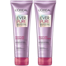 L'Oréal Paris 로레알 파리 모이스처 설페이트 프리 샴푸 및 컨디셔너 세트, 로즈마리 식물성 염색 모발을 위한 헤어 케어, 에버퓨어, 1 키트 [White] L'Oreal Paris Moisture Sulfate Free Shampoo and Conditioner Set, Hair Care for Rosemary Plant-Dyed Hair, EverPure, 1 Kit [White]