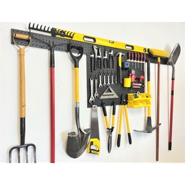 WallPeg Garage Organization Pegboard Wall Organizer - Kit PK 2-2 - Pegboard Panels, Peg Board, Garden Tool Storage, Hand Tool Organizer and Storage for Crafts (96" Wide, Black/Yellow)