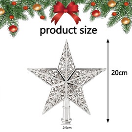 BOOSHMall Christmas Tree Topper Star, Christmas Tree Topper Glitter, Christmas Tree Topper, Shatterproof for General Size Tree Topper, Silver