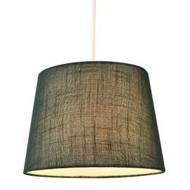 Modern Deep Forest Green Linen Fabric Drum Lamp Shade | 25cm x 18cm x 20cm | Reversible Gimbal for Pendant or Table by Happy Homewares