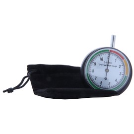 VERGO Tyre Tread Depth Gauge - Wheel Tyre Measurement - Range 0-11mm/ 0-0.43inch - Clear 1.7inch (44mm) Diameter Dial - Easy to Use - Car, Truck, Motorbike, Bike - Pouch Bag Included
