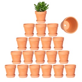 Kosrtuny 3 Inch Terracotta Pots with Saucer-20 Pack Succulent Cactus Plant Pots with Drainage Hole, Great for Plants Garden Windowsill Indoor & Outdoor Wedding Favors Gifts