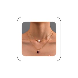 Inilbran Boho Layered Coin Pendant Necklace Vintage Pearl Beads Choker Necklace Gold Heart Disc Necklace Adjustable Coin Pearl Chain Necklace Jewellery for Women and Girls, Zinc