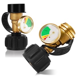 konros Propane Tank Gauge Level Indicator Gas Leak Detector for 5-40lb LP Tanks, 2 Pack Universal Propane Gas Gauge 3 Colors Coded for Heaters BBQ Gas Cylinder Grill RV Camper Accessories