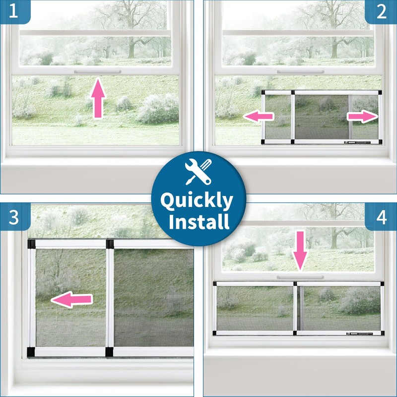 Yoochee Expandable Window Screen, 2 Pack Adjustable Window Screen (15"
