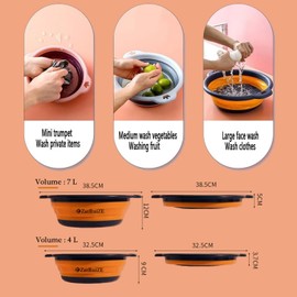 Round Folding Hand Wash Basin,Collapsible Washing Up Bowl Portable Washbasin Camping & Hiking Water Storage Folding Basin