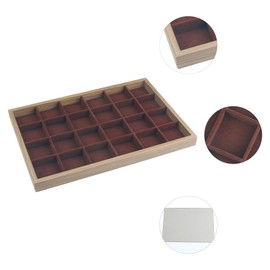 uxcell Velvet Jewelry Organizer Trays with Removable Dividers for Drawers, Girls' Jewelry Organizer Drawer Inserts Container Display Case 24 Grid Tray Brown