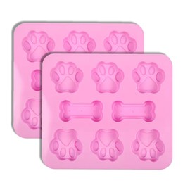 Cooper's Treats Bone and Dog Paw Silicone Ice Cube Mold (Set of 2) - Easy, Fun, Dishwasher-safe - Perfect for Making Pupsicles, just Pour In Pupsicle Mix and Freeze