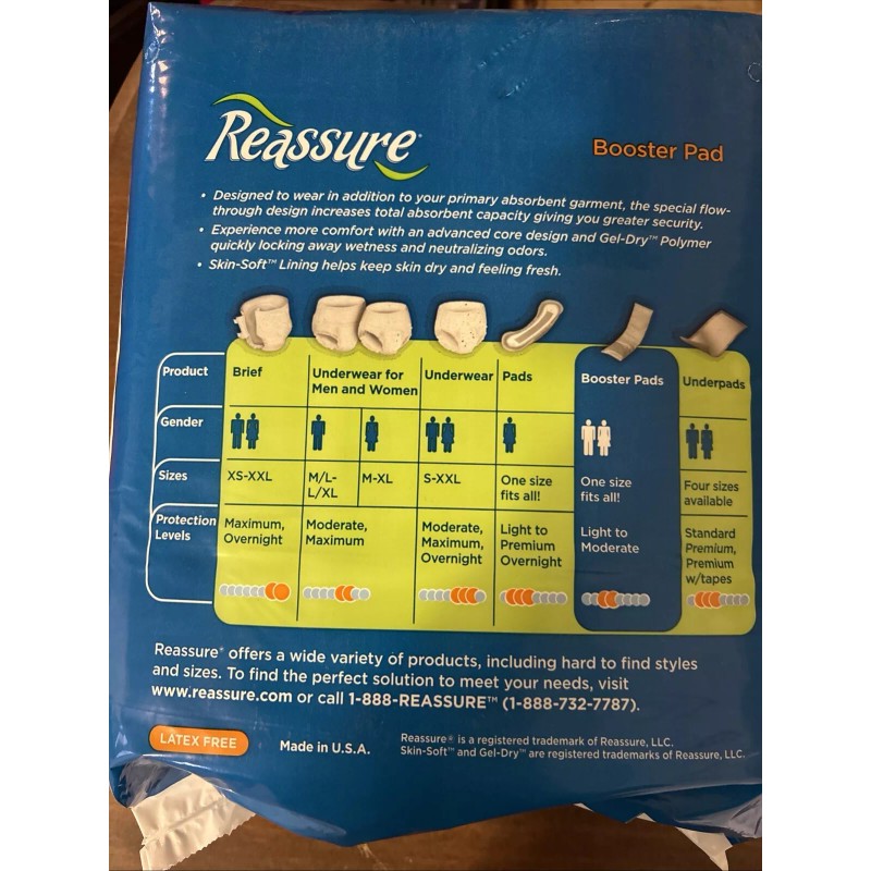 Reassure Booster Pads For Incontinence Extra Protection One Size Fits