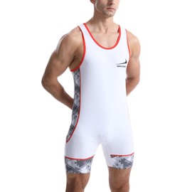 Men's Wrestling Suit Tight Sportswear One Piece Sleeveless Weightlifting Gymnastics Training Shirt Tight Bodysuit White Black S