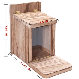 Wooden Squirrel Feeder Box, Sturdy Squirrel Feeding House with Thickness 1.5CM Wood, No Assembly Required, Picnic Table Feeder for Backyard Outside Garden