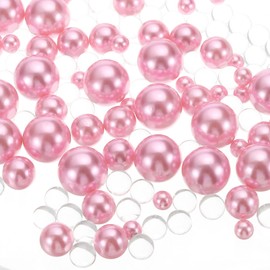 PATIKIL 150 Pieces Floating Beads, 8/14/20mm Vase Fillers Beads Vase Centerpieces Floating Pearl Bead No Hole and 8000Pcs Clear Water Gel Bead for Vase Decoration, Pink