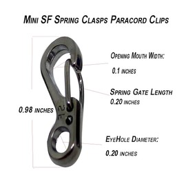 Bytiyar 12 pcs Mini SF Carabiner Clips with Metal Spring Wiregate Hook and Little Eye Hole for Keychain Key Paracord Backpack Clasps Tractical Kit Accessory, Silver Gray