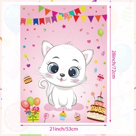 PLULON Cat Party Game for Kids Pin The Hat Bow Tie on The Cat Birthday Game Poster with 24 Hats 24 Bow Tie Stickers for Boy Girl Birthday Summer Party Favors Wall Decorations Classroom Activities